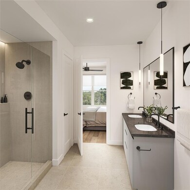 Bathroom featuring a stall shower, ensuite bathro