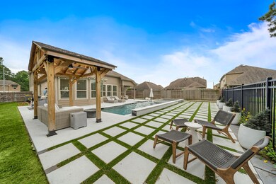 A custom pergola is also featured to provide a pla