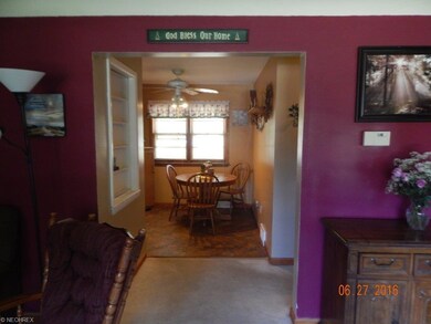 View into kitchen eating area