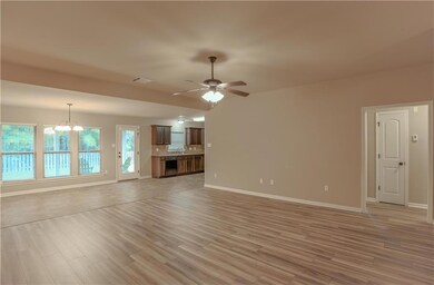 Living room with laminate floors.