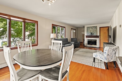 Dining area is light & bright