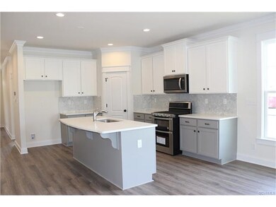 Open kitchen with granite, tile backsplash, double