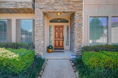 Warm and inviting covered entrance.