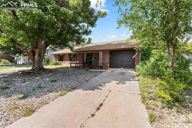 Single story home with concrete driveway, brick siding, an attached garage, and roof with shingles