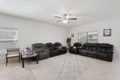 Bright and airy living room with sleek tile floori