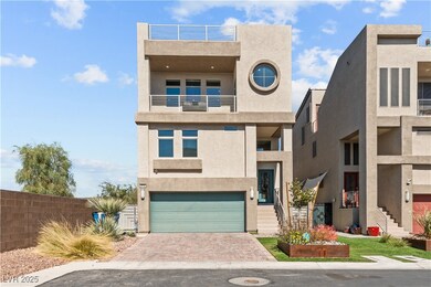 View of front facade with stucco siding, decorativ