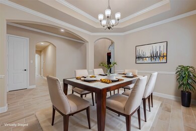 This photo showcases a beautifully staged dining r