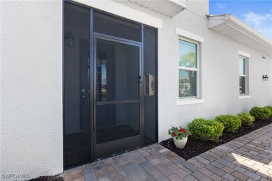 Doorway to property featuring stucco siding