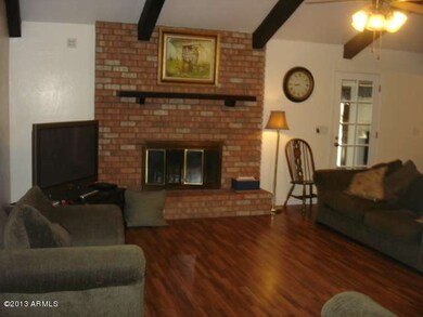 Family room brick fireplace