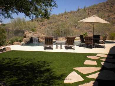 Large inviting pool, synthetic grass