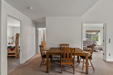 View of carpeted dining area