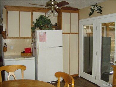 Kitchen View showing patio doors into 