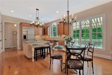 Eat-in area with custom light fixtures.