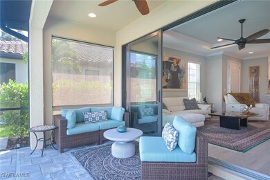 Covered lanai seating with sun shade
