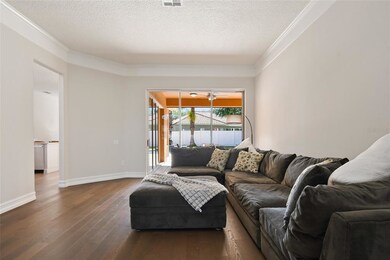 Expansive Living Room with engineered wood floorin
