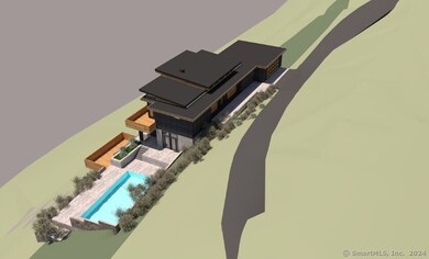 Aerial rendering, looking westward over the house 