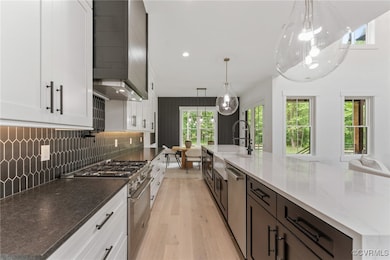Kitchen with 14 foot quartz kitchen island.