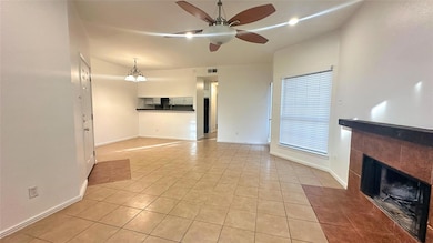 Unfurnished living room with light tile patterned 