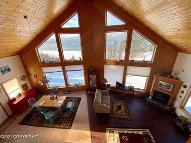 Looking down to main living area
