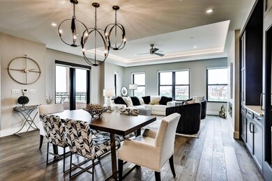 Dining area between the kitchen and living space. 