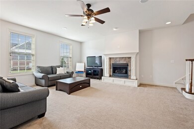LR with gas fireplace, surround sound.