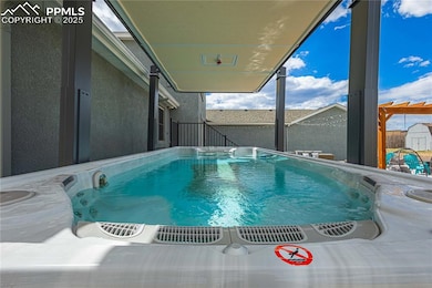 Backyard was made for entertaining with swim pool, swing set and large patio area.