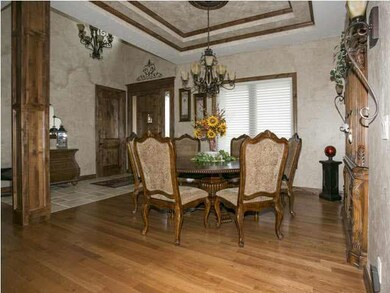 Coffered ceiling the the beautiful formal dining