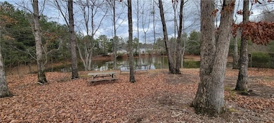 View of yard with a water view