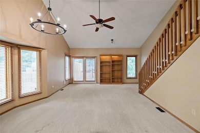 Living room with vaulted ceiling