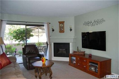 Living room with cozy fireplace