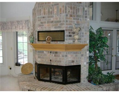Living Room. Beautiful brick fireplace