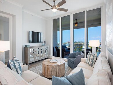 Living room with beautiful water view.