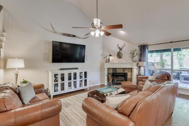 Large family room with vaulted ceiling accommodate