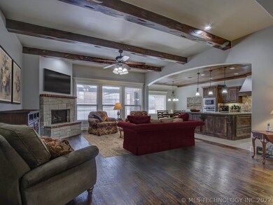 Huge family room open to kitchen and overlooks bac