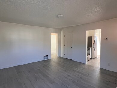 Unfurnished room with dark wood-type flooring and a textured ceiling