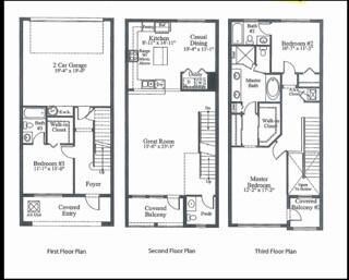 3 story, 3 baths and half bath