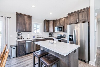 Island features counter seating!