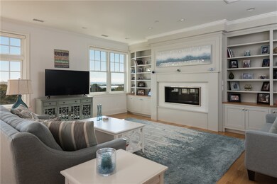 Living Room with gas fireplace and ocean views.