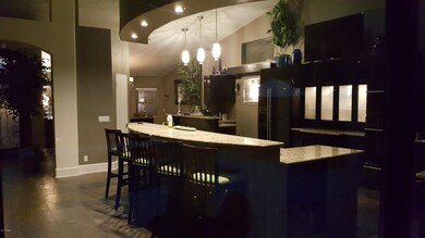 kitchen, bar, DR at night