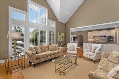 The great room accommodates extensive seating and 