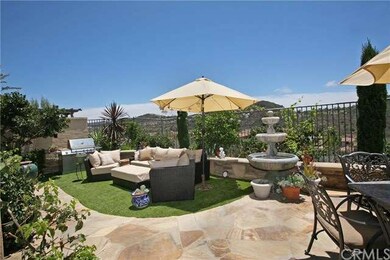 Backyard with flagstone pathways, views of the hil