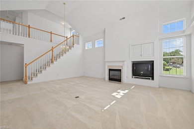 Great room with fireplace