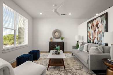 Living area featuring recessed lighting, light wo