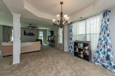 Formal DIning divided by ceiling detail