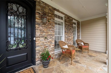 Rocking chair front porch with bronze door