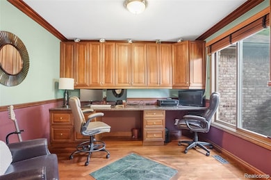 Office/den with french doors and built ins