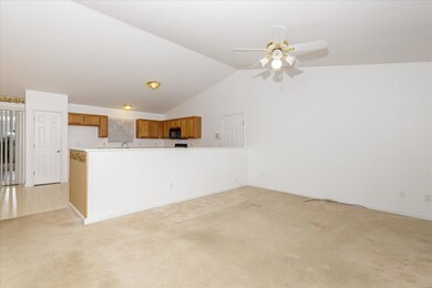 Open floor plan looking from the front door to the