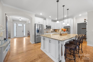 Bright, open kitchen featuring induction cooktop, double ovens, stainless appliances, and expansive island