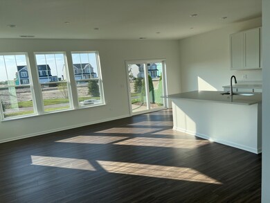 Kitchen view towards back door, lots of windows