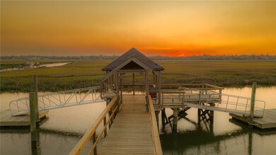 Sunsetting over the double floating dock